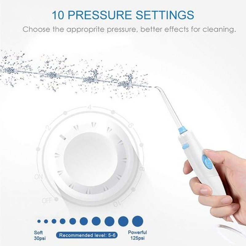 TUREWELL Water Flosser - 600ML Electric Oral Irrigator with 10 Adjustable Pressure Settings | 8 Jet Tips for Family Use (White)