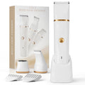 Fanovae 3-in-1 Bikini Trimmer for Women – Electric Razor for Women, Body Hair Trimmer with Charging Dock & USB-A to C7 Cable, IPX7 Waterproof, 1-Month Cordless Use, Safe Multi-Area Grooming – X5 White