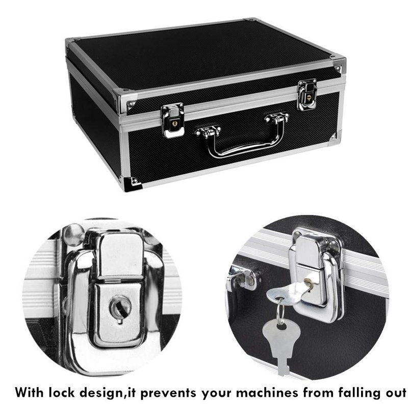 Yuelong Black Tattoo Makeup Carry Case - 12.6" x 9.5" x 5.1" Double Lock Key Aluminum Storage with Sponge