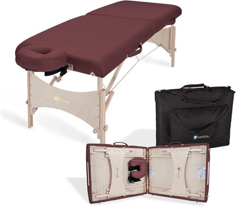 EarthLite Harmony DX Portable Massage Table - Complete Package with Face Cradle & Carrying Case | 30" x 73", Burgundy