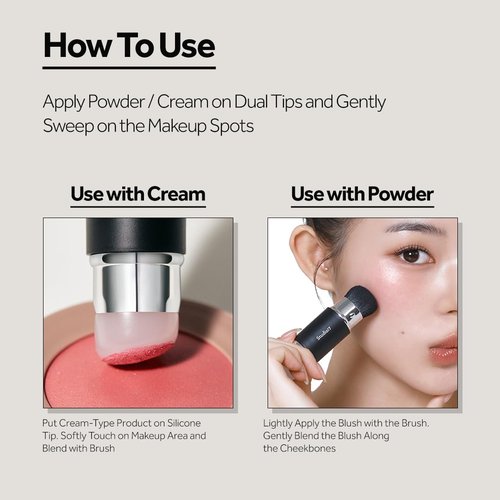 STUDIO17 Dual Ended Silicone Tip Blush Brush - Skin-Friendly Makeup Tool for Contouring & Blush Application