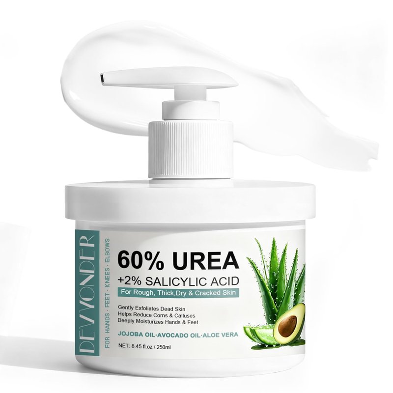 Urea Cream 60 Percent for Feet Maximum Strength with 2% Salicylic Acid 8.45 oz, Foot Cream for Dry Cracked Heels and Feet with Jojoba Oil, Avocado Oil & Aloe Vera, Urea Lotion for Callus Remover