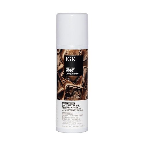 IGK NEVER MISS Root & Scalp Touch-Up Spray - Light Brown | Temporary Gray Concealer for Thinning Hair | Waterproof & Sweat-Resistant | Enriched with Biotin & Rosemary | 2oz