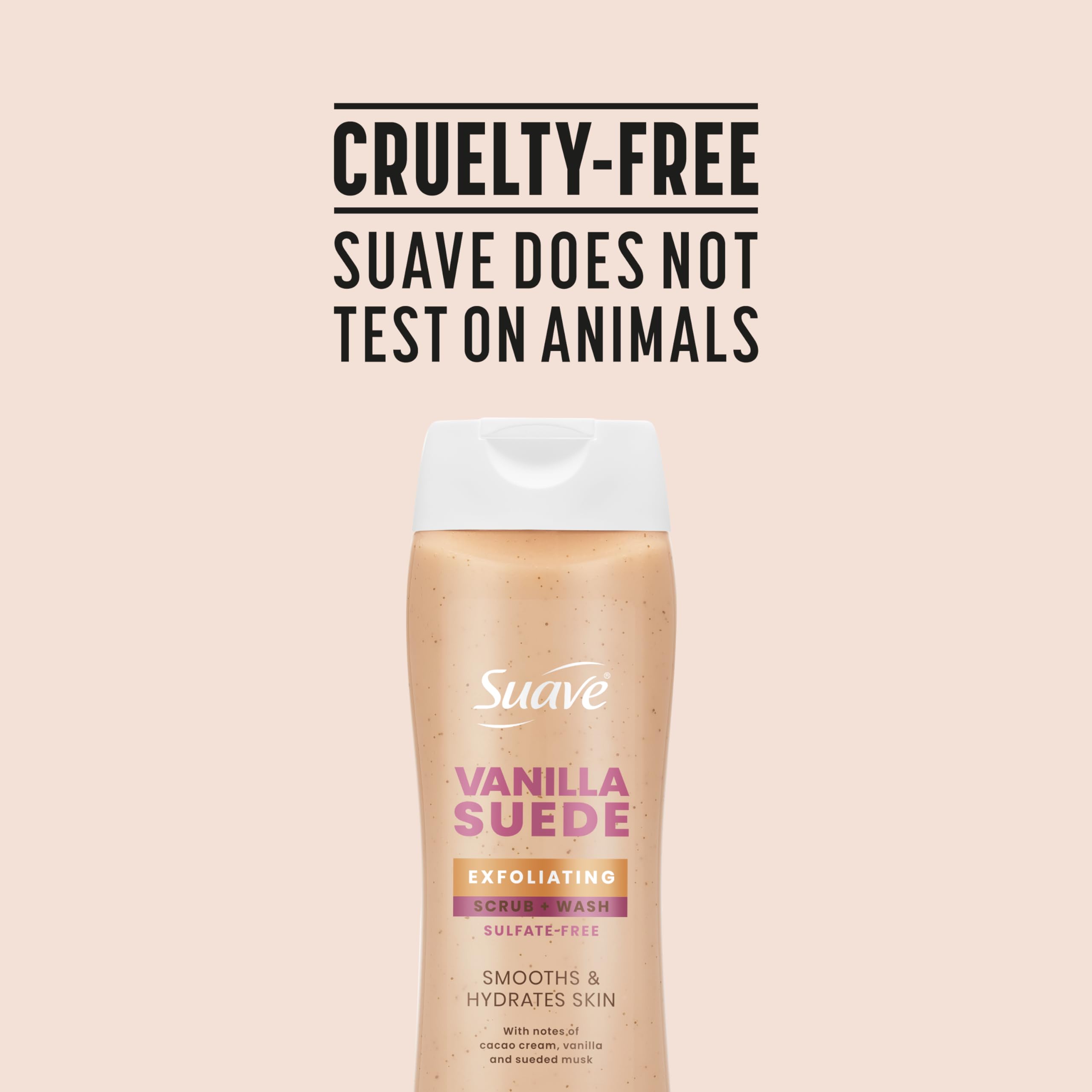 Suave Vanilla Suede Exfoliating Body Wash & Scrub with Glycerin & Vitamin E, Sulfate-Free Hydrating Cleanser for Soft, Smooth Skin, 18 FL OZ
