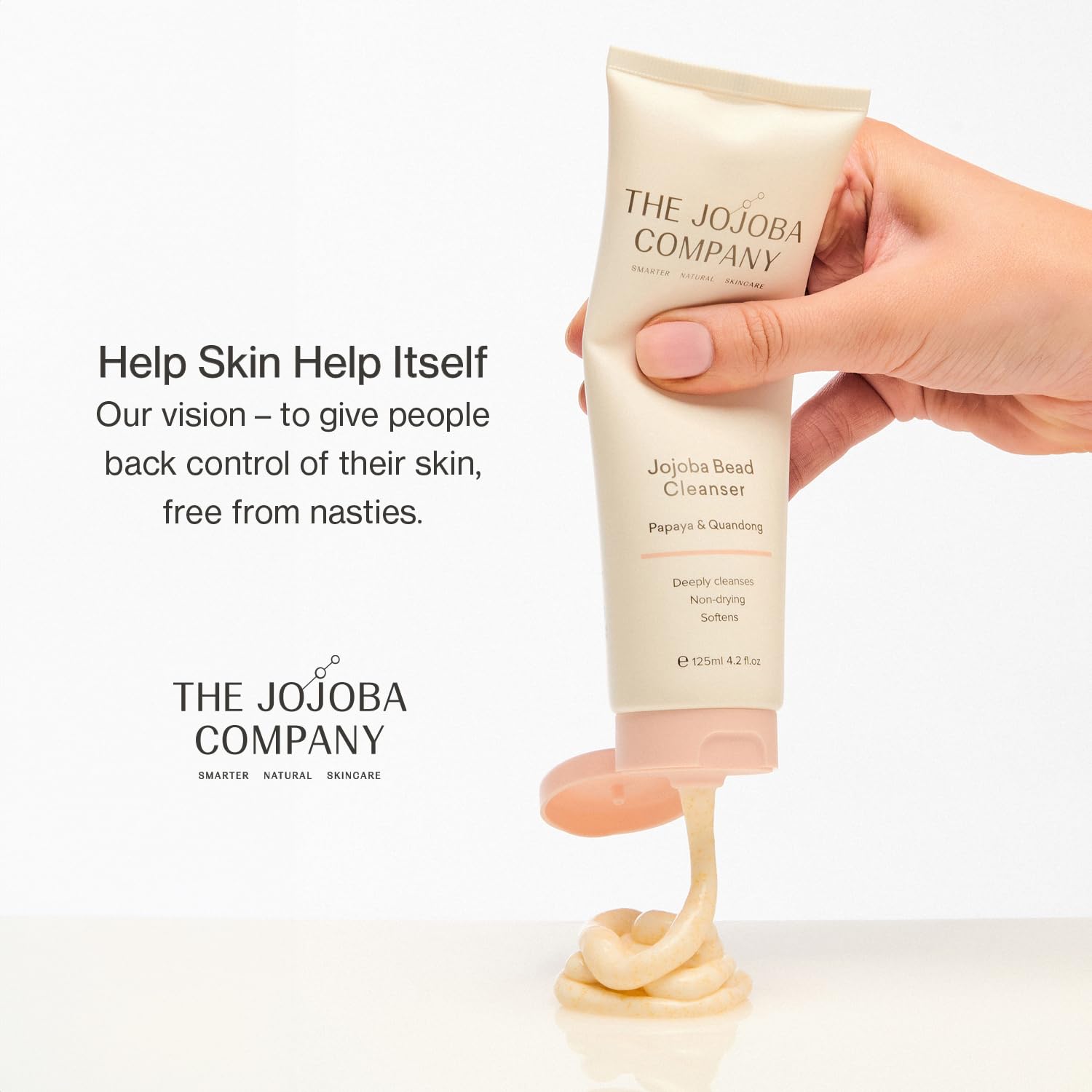 Jojoba The Company Bead Cleanser with Papaya & Quandong – Creamy Exfoliating Face Wash for All Skin Types – Hydrating & Gentle Daily Cleanser Beads for Smooth, Radiant Skin – 125ml