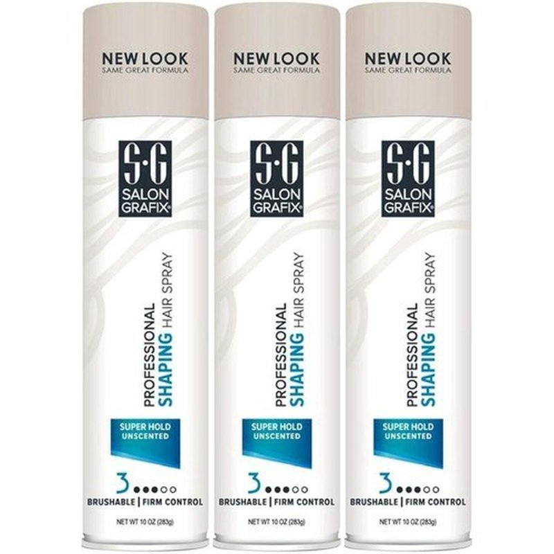 Salon Grafix Super Hold Unscented Hair Spray - Professional 10-Ounce, 3-Pack for Long-Lasting Style
