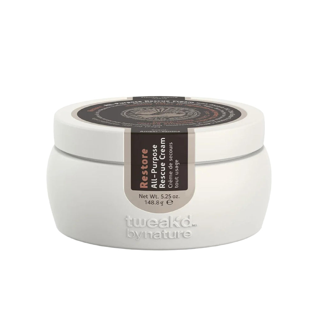 Tweak’d by Nature - Restore All-Purpose Rescue Cream for Dry Skin, Moisturizing 5-in-1 Formula Replaces AM, PM, Eye Cream, Hydrating Body Lotion for Women, and Primer, Fragrance Free (5.25oz)