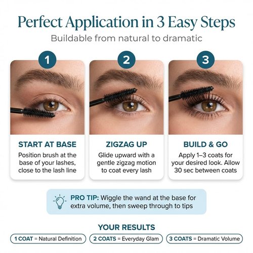 SEACRET Non-Smudge Tubing Mascara - Dead Sea Mineral Infused, Flake-Free All-Day Wear, Removes with Warm Water, Ophthalmologist Tested, Vegan Black Mascara 0.28 oz