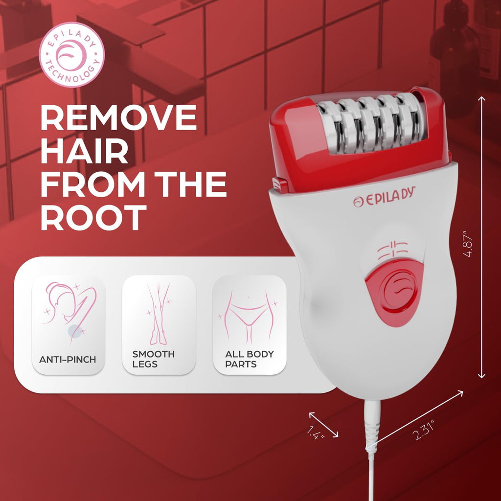 Epilady Speed Corded Epilator for Women – Dual-Speed 40-Disc Root Hair Removal Device for Legs, Underarms and Bikini Area Compact Waterproof Anti-Pinch Design for Smooth Long-Lasting Results