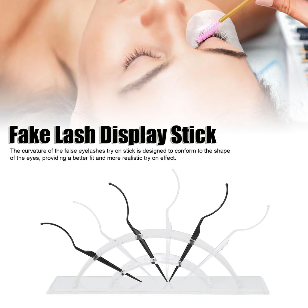 Lashes Display Rack, Clear Stand False Eyelashes Display Sticks Ergonomic 6pcs Sticks Washable Multifunctional for Beauty Salon