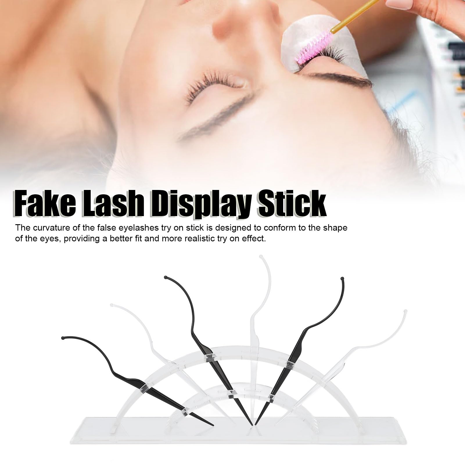 Lashes Display Rack, Clear Stand False Eyelashes Display Sticks Ergonomic 6pcs Sticks Washable Multifunctional for Beauty Salon