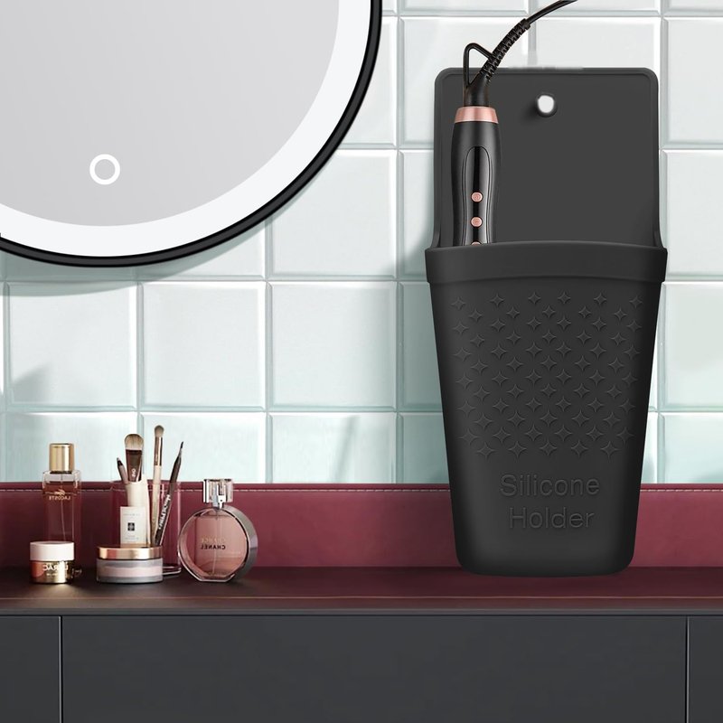 ZAXOP Flat Iron/Curling Iron/Hair Straightene/Hot Hair Tools Holder, Silicone Heat Resistant Mat Pouch Organizer.(Black)