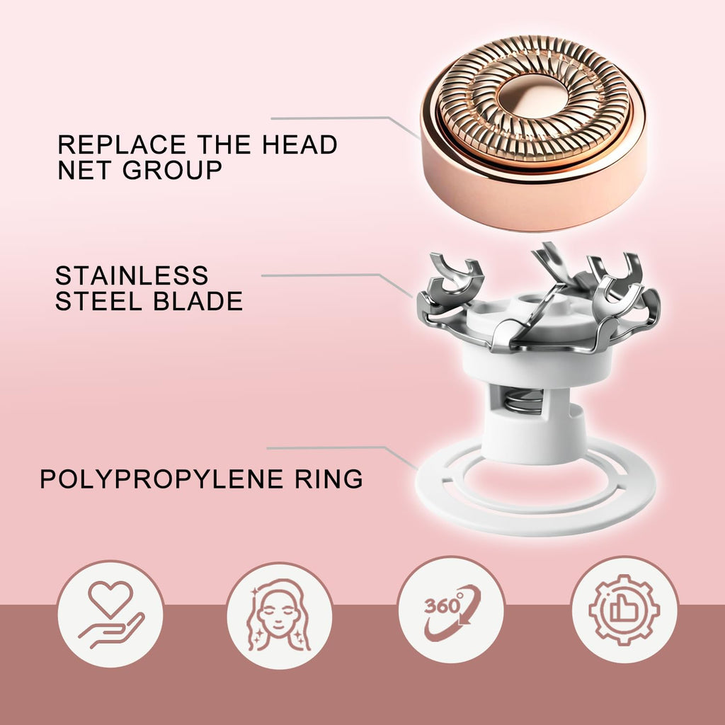 6 Packs Replacement Heads Compatible with Finishing Touch Flawless Gen 2 Facial Hair Remover, Rose Gold Replacement Blades for Women’s Facial Hair Removal Device