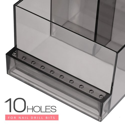 Beaupretty Nail Drill Bits Holder Storage Box Compact Nail Tool Organizer Stand for Grinding Machine Manicure Accessories 4.05X3.81X3.93 Inches