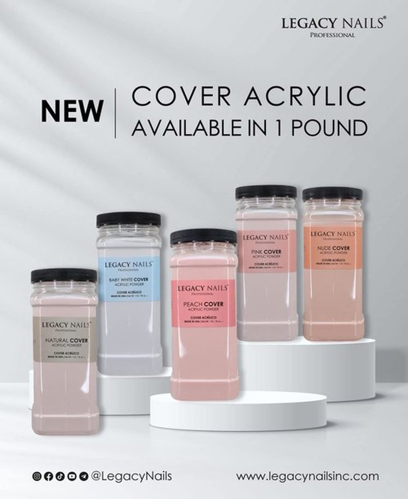 Legacy Nails Professional Cover Acrylic Powder - 1 Lb - Ideal For French Nail Art & Natural Look (COVER PEACH)