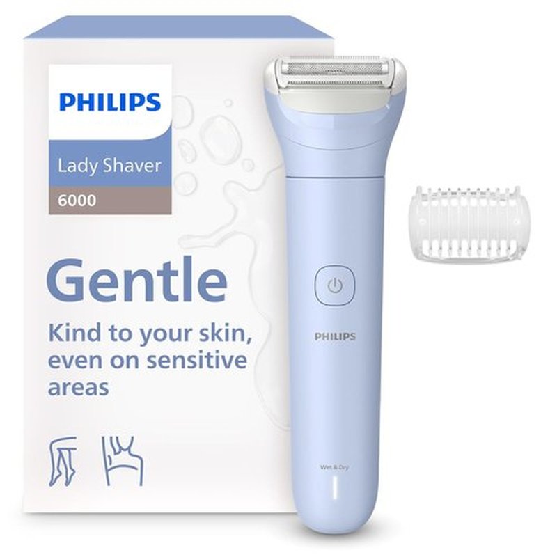 Philips Lady Shaver Series 6000 - Cordless Wet & Dry Electric Shaver with 3-Blade System | 80 Mins Runtime