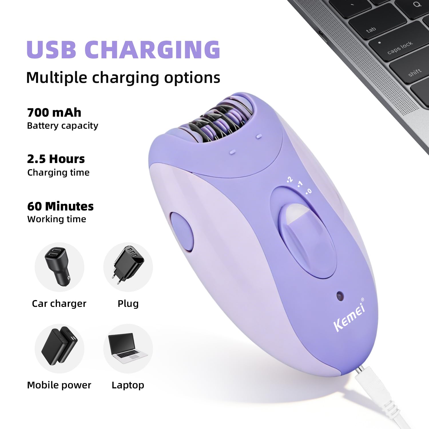 KEMEI 4-in-1 Women's Epilator Hair Remover for Face Legs Arms