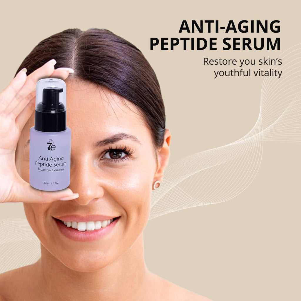 7E Wellness:Anti-Aging Peptide Serum, Anti-Wrinkle Copper Peptide Serum With Hyaluronic Acid & Polypeptides - Supports Collagen & Elastin Production | Brightening, Firming & Hydrating for Face