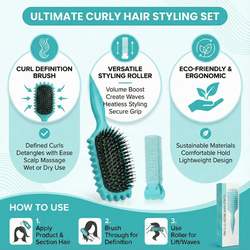 Ultimate Curl Defining Brush for Wet Curly Hair, Vented - Green