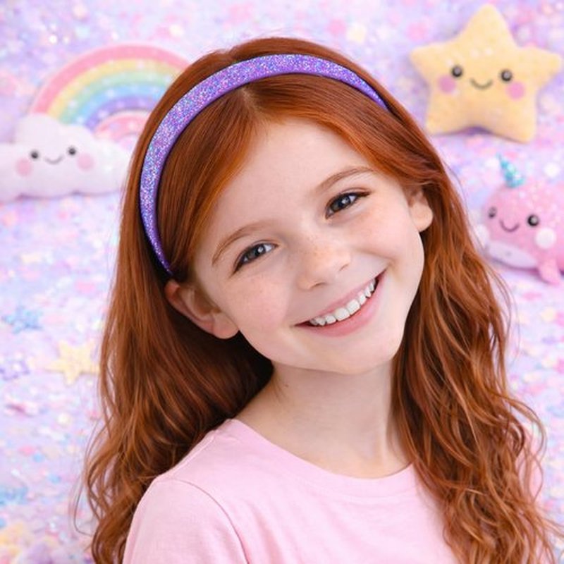 Shimmer Anna Shine Girls Glitter Headbands, Sparkle Hair Accessories, 6 pack Fun Kids Fashion Head Band Pack, Cute Sparkle Headband Accessory Set - Sparkle Heart Star and Bow, Kids (Stocking Stuffers)