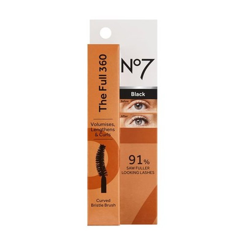 No7 Waterproof Mascara - Black | Sweat-Proof, Rain-Proof, Tear-Proof - Adds Volume, Length & Curl (7ml)