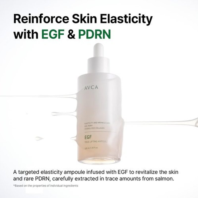AVCA EGF & PDRN Lifting Serum 100ml(3.38 fl. oz) – Firming & Elasticity Support with Hydrolyzed Collagen + Panthenol, Improves Look of Fine Lines, K-Beauty