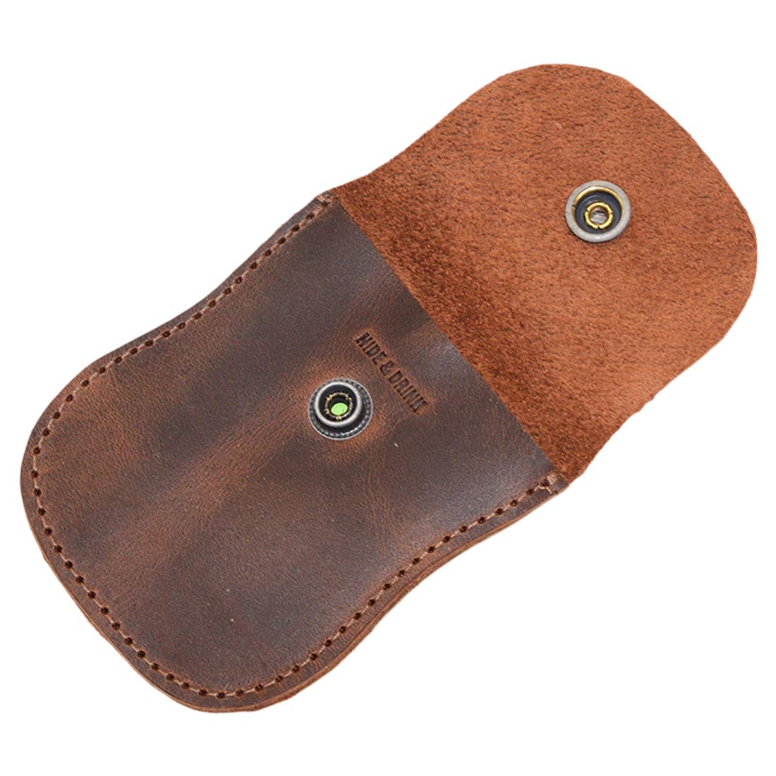 Hide & Drink, Curvy Coin Pouch, Pocket Case for Pennies, Rustic Bag, Travel Accessory, Full Grain Leather, Handmade, Bourbon Brown