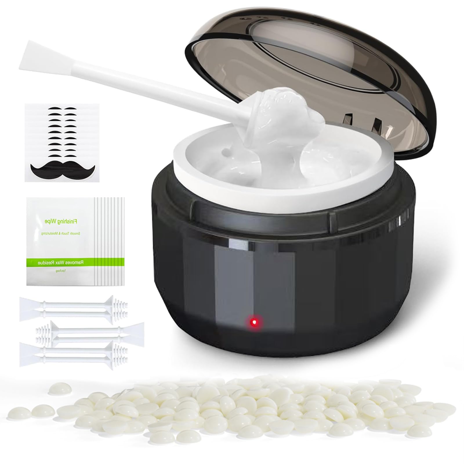 FONESO Men Nose Ear Hair Removal Wax Kit, Professional Home Wax Warmer with Silicone Bowl, 100g Wax Beads and 10 Applicator Sticks, Fast Heat Nose Wax Kit for Men & Women