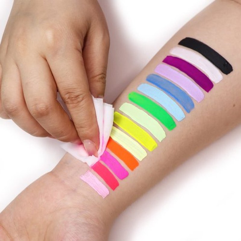 MEICOLY Water Activated Eye Liner 14 Colors,Neon UV Pride Rainbow Face Paint,7 Cakes Duo Color Water Activated Eyeliner,Halloween Hydra Liner,Matte Graphic Eyeliner,Glow Blacklight Body Paint