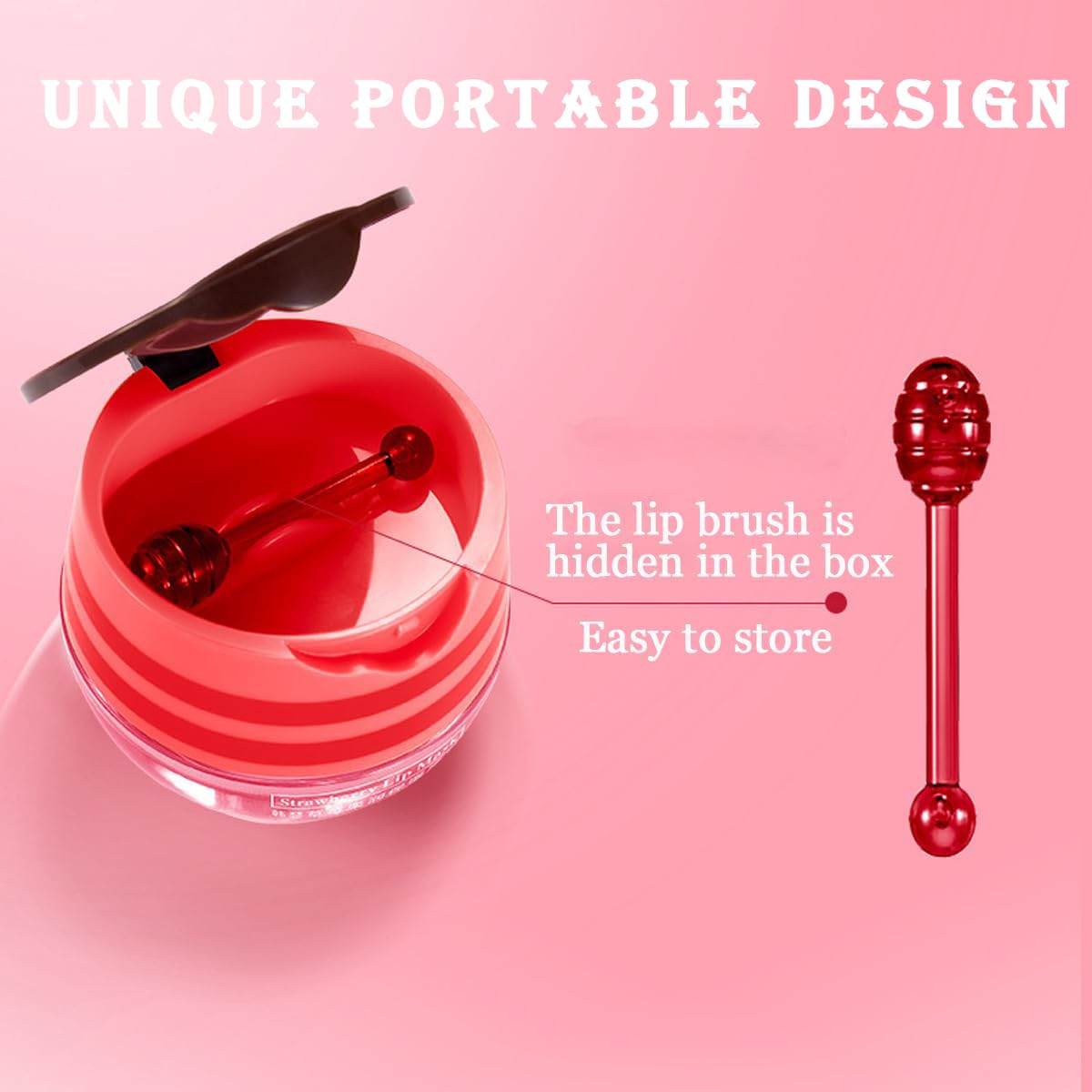 4PCS Bee Lip Balm Honey Pot - Honey & Strawberry Mask With Brush, Moisturizing & Hydrating, Prevents Dry and Cracked Lips, Reduces Lines - Lip Care Product