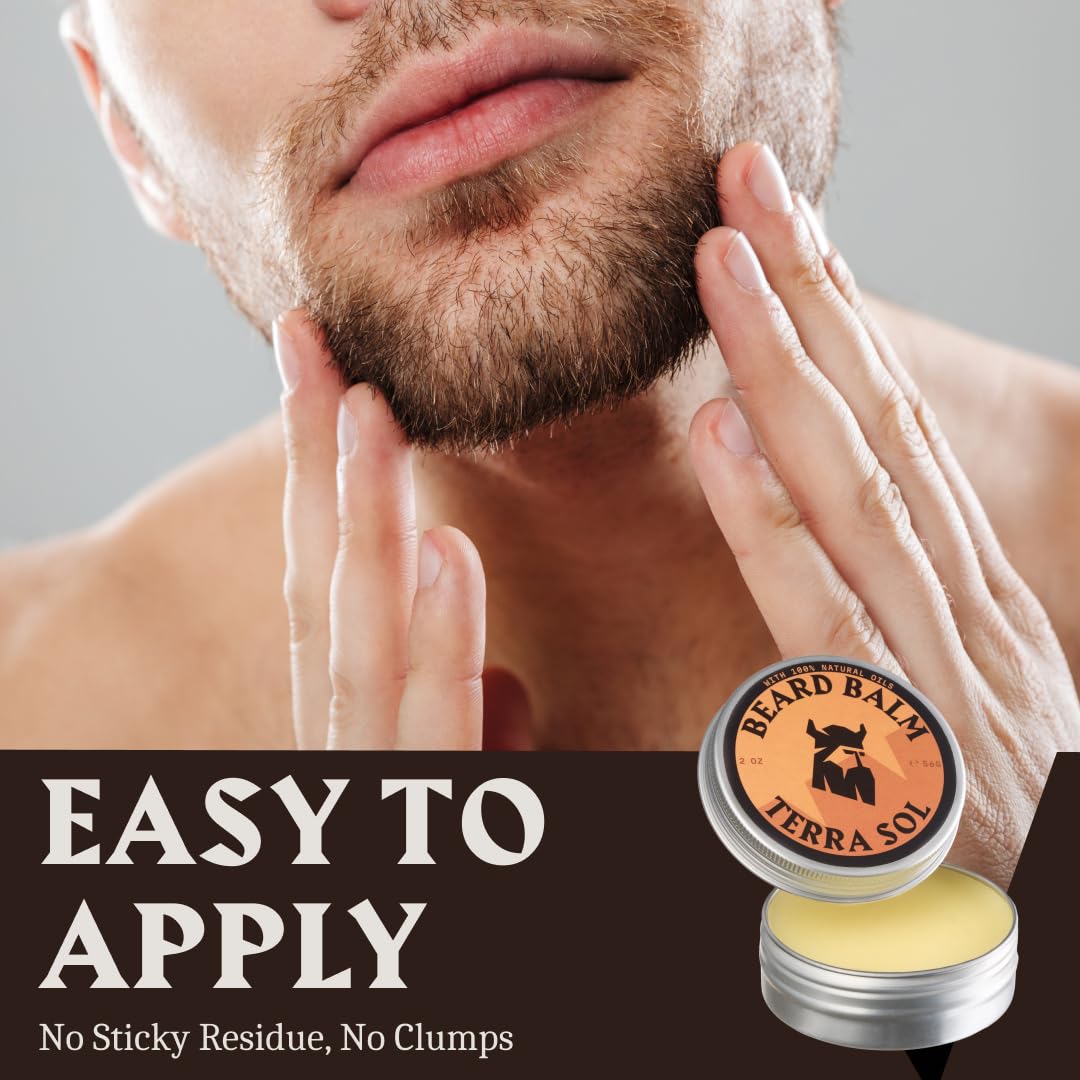 Striking Viking Beard Balm for Men (2 Ounce (Pack of 1), Terra Sol) - Leave in Beard Conditioner - Styling Balm Made with Naturally Derived Beard Butter, Argan & Jojoba Oils