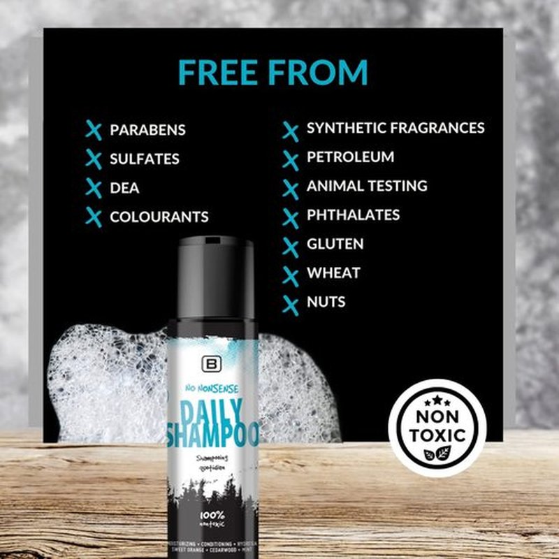 No Nonsense Daily Shampoo - Vegan, Biodegradable Formula for Hydration & Breakage Prevention | 12 oz