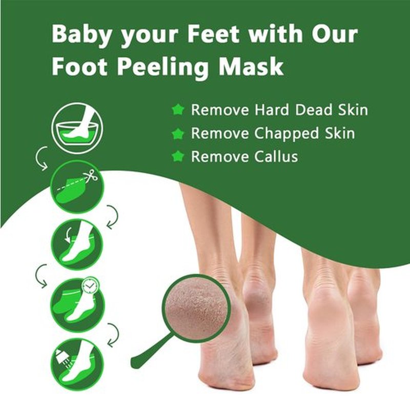 Foot Peel Mask 5 Pack, Skin Exfoliating Foot Masks, Natural Exfoliator for Dry, Callus, Dead Skin Remover, Repair Rough Heels Feet Peeling Mask for Men Women (Tea Tree Scent)