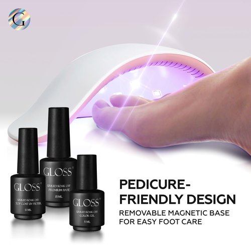 Gloss 46W UV LED Nail Lamp for Gel Nails – USB Powered Nail Dryer with 23 LED Beads & Auto Sensor, Professional Gel Nail Lamp for Manicure & Pedicure