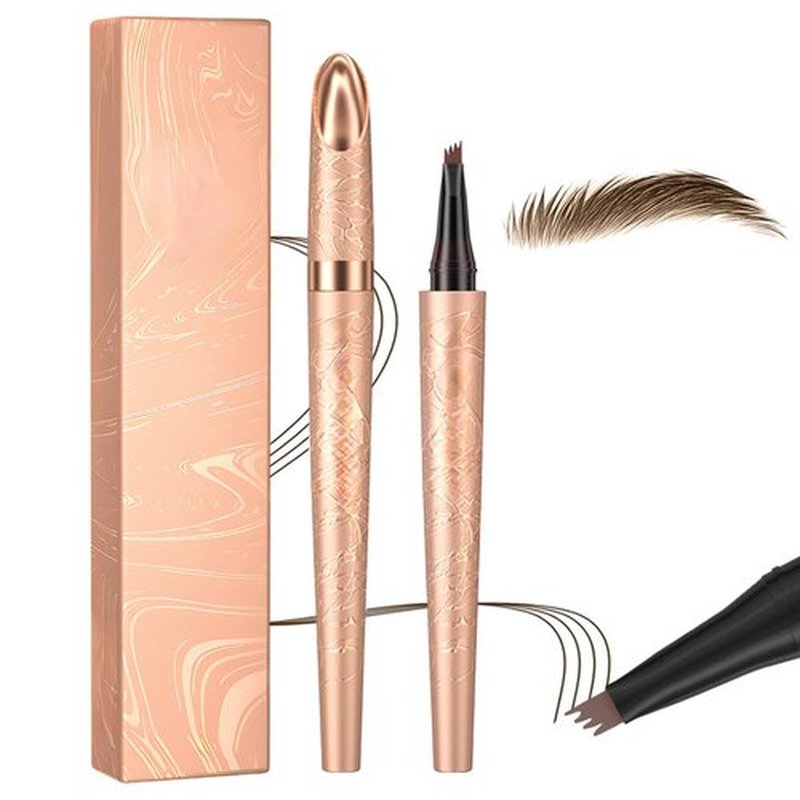 Skiennix Waterproof Eyebrow Pen - 2025 Microblading Pencil with Fine 4-Fork Tip | Dark Brown, Long-Lasting Natural Finish