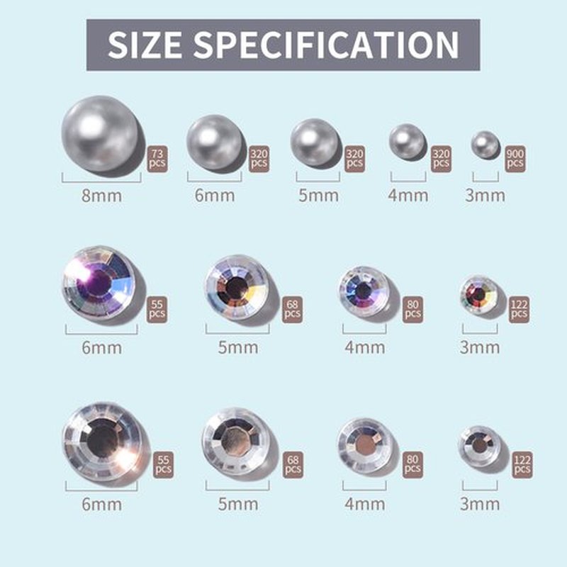 Teenitor 2582Pcs Silver Hair Jewels and Hair Gems Silver Face Gems Face Jewels Self Adhesive Hair Gems for Face, Hair, Makeup, Body 3/4/5/6/8MM