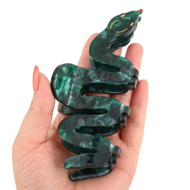 Personalised Acetate Big Green Snake Hair Claw Clip for Women Girls Gift 1 Piece