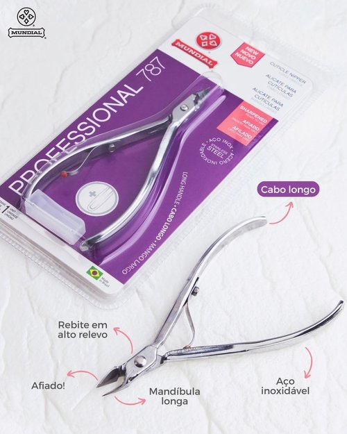 Mundial 787 Professional Cuticle Nipper – Long Handle Stainless Steel, Smooth Action Spring, Autoclave Safe – Precision Manicure & Pedicure Tool for Salon and Spa Professionals