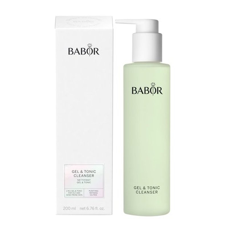 BABOR Gel Tonic Cleanser for Oily and Blemished Skin, Cleansing Gel and Toner in One, Vegan Formula, Gel; Tonic 2 in 1, 1 x 200 ml (Gel Tonic Cleanser)