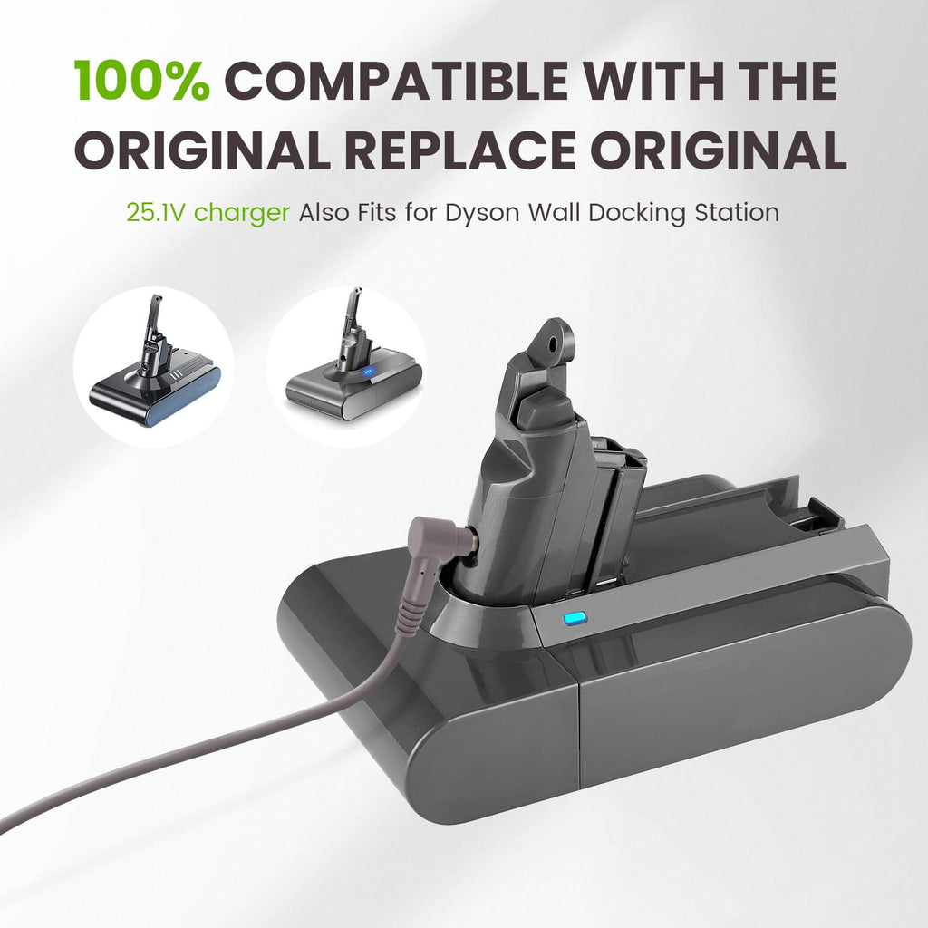 Replacement V6 Vacuum Charger Compatible with Dyson Cordless Vacuum Charger V6 V7 V8 Dc58 Dc59 Dc61 Dc62 Sv03 Sv04 Vacuum Cleaner Absolute Animal Motorhead Vacuum Cleaner,25.1V Vacuum Battery Charger