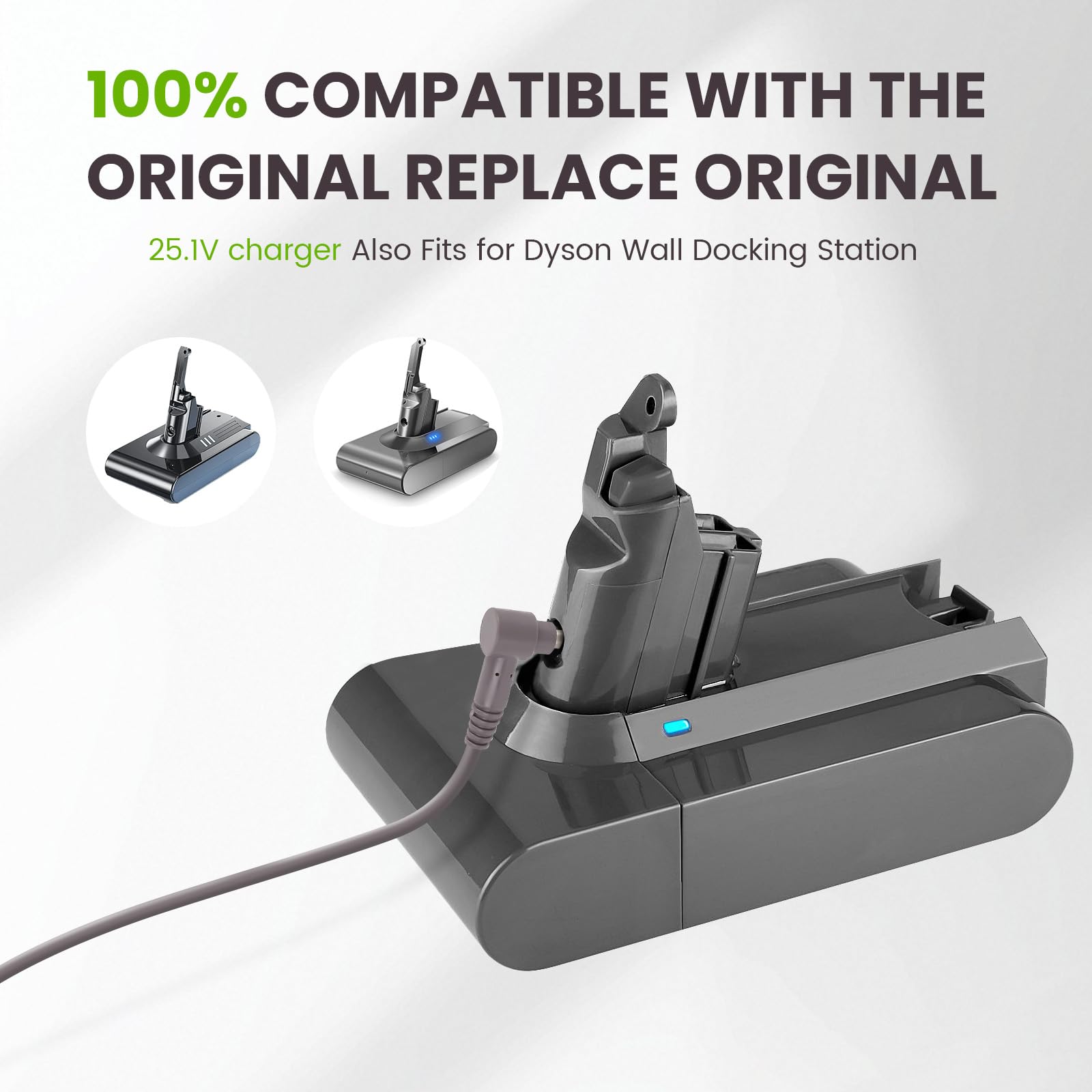 Replacement V6 Vacuum Charger Compatible with Dyson Cordless Vacuum Charger V6 V7 V8 Dc58 Dc59 Dc61 Dc62 Sv03 Sv04 Vacuum Cleaner Absolute Animal Motorhead Vacuum Cleaner,25.1V Vacuum Battery Charger