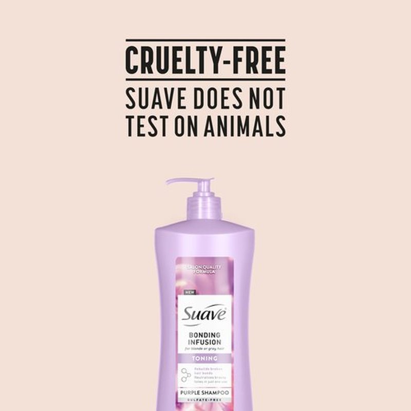 Suave Bonding Infusion Purple Toning Shampoo, for Neutralizing Brassy Tones in Blonde or Gray Hair & Repairing Broken Hair Bonds, 28oz Pump, 4 Pack