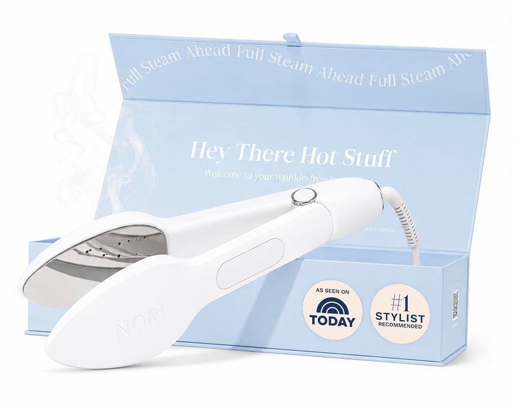 Nori Press Travel Steam Iron - Handheld Iron with 6 Fabric Settings - White