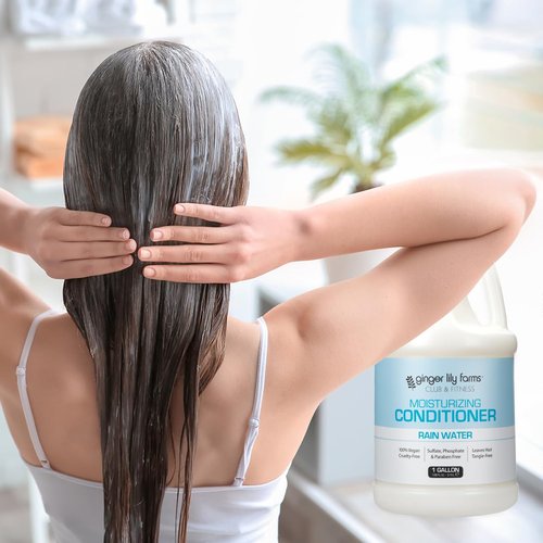 Ginger Lily Farms Club & Fitness Moisturizing Conditioner for Dry Hair, 100% Vegan & Cruelty-Free, Rain Water Scent, 1 Gallon (128 fl oz) Refill