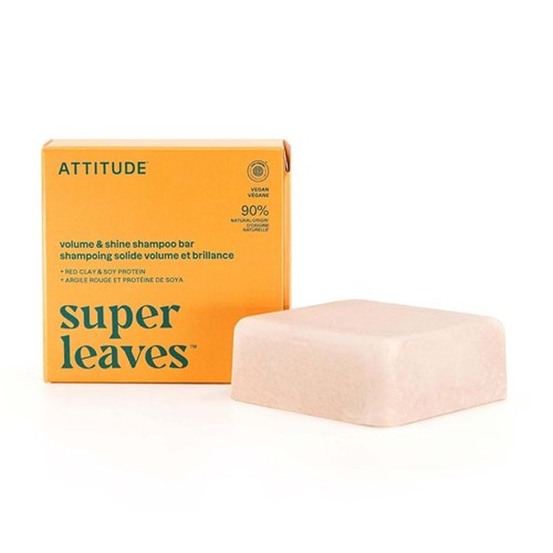 ATTITUDE Volume & Shine Shampoo Bar - Natural Soy Protein & Red Clay for Thin Hair | 4 Oz, Vegan, EWG Verified