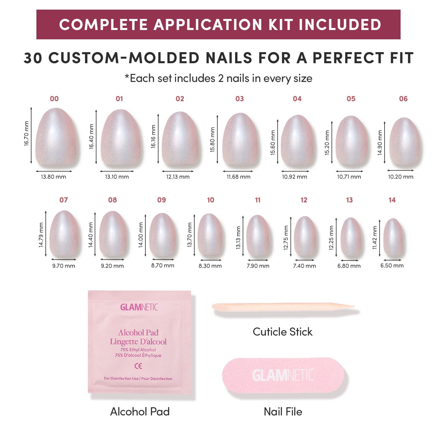 Glamnetic Glazed Nude Press On Nails - Extra Short Oval Fake Nails | 30pc