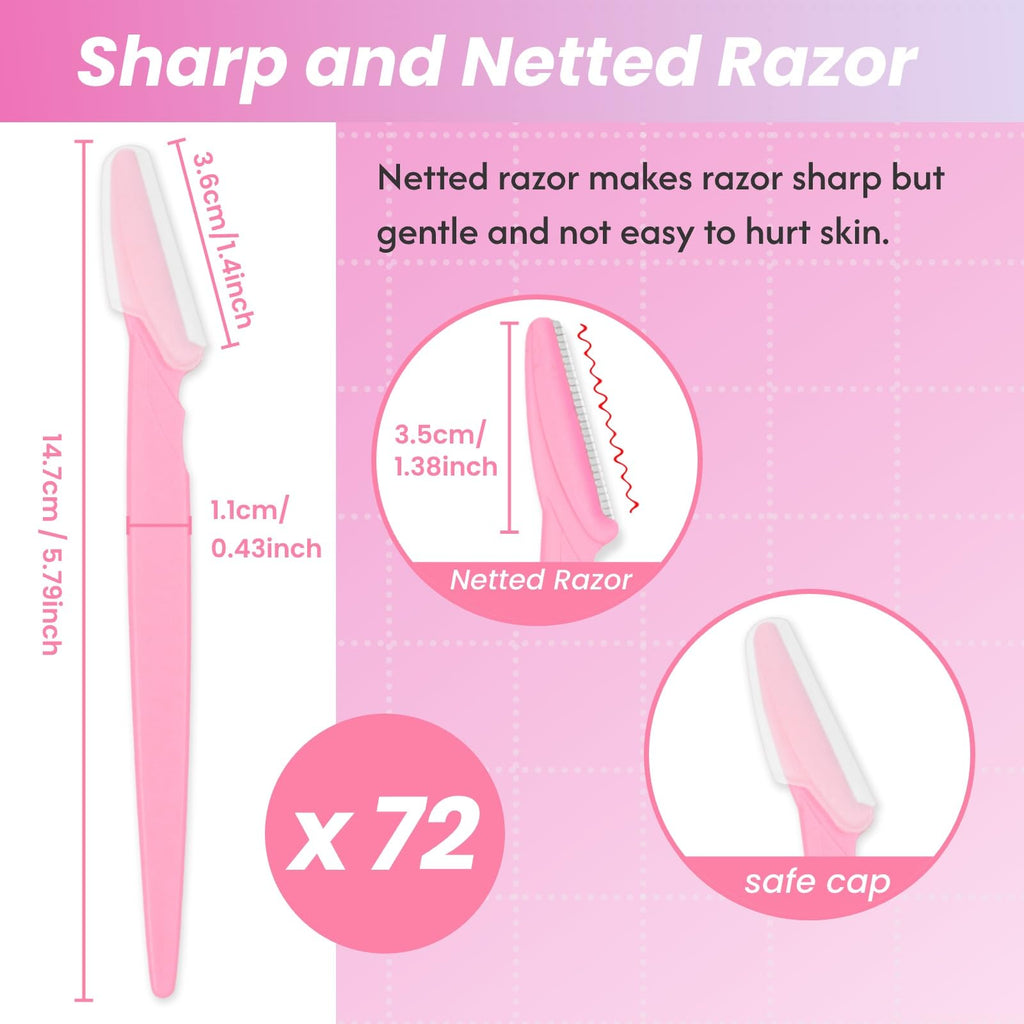 Phafaloop 72 Pcs Eyebrow Razor and Face Razor for Women and Men, Safe and Beginner-Friendly Dermaplaning Tool with Protective Cover
