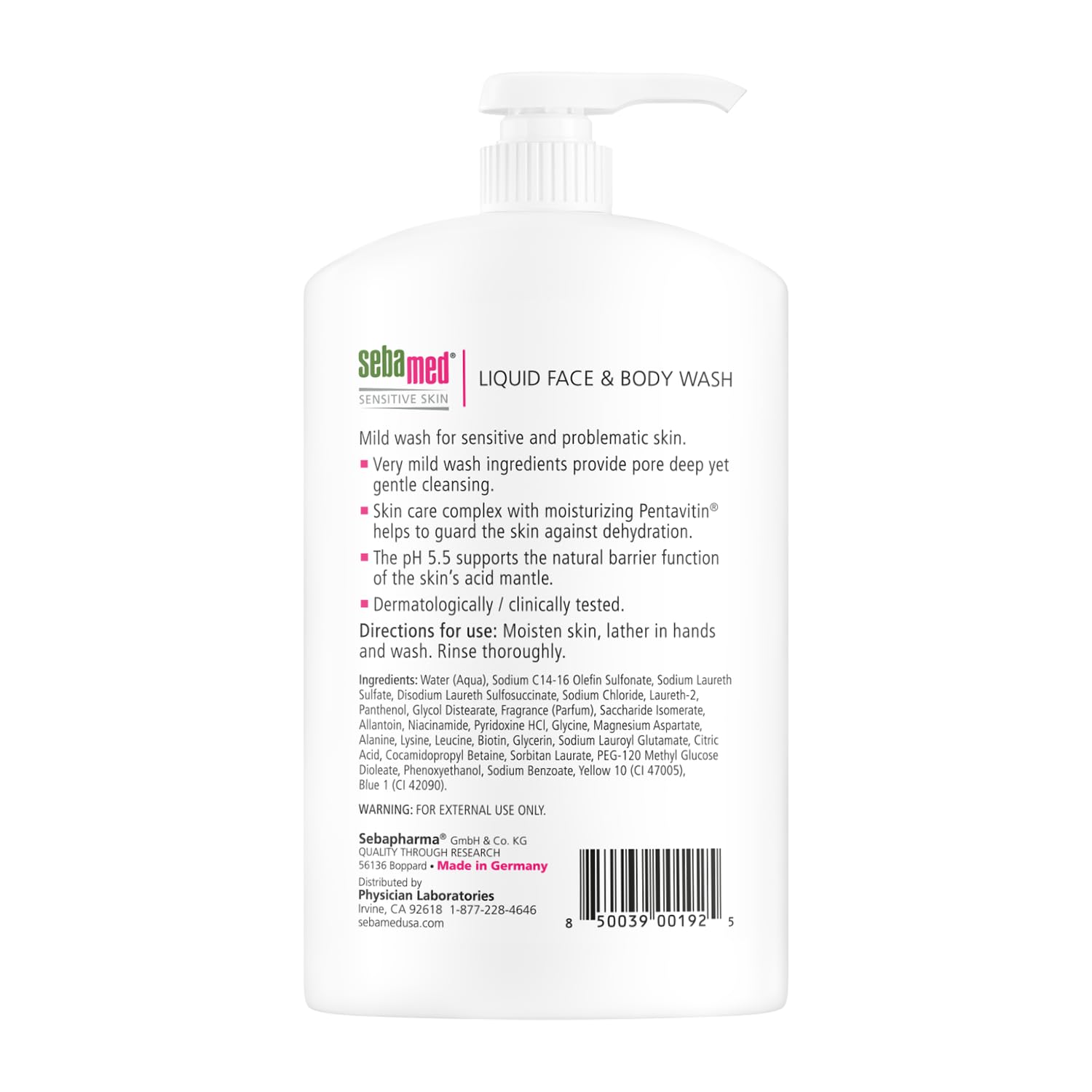 Sebamed Liquid Face & Body Wash 1000mL (1 Liter) Paraben-Free Dermatologist Recommended Mild Gentle Cleanser