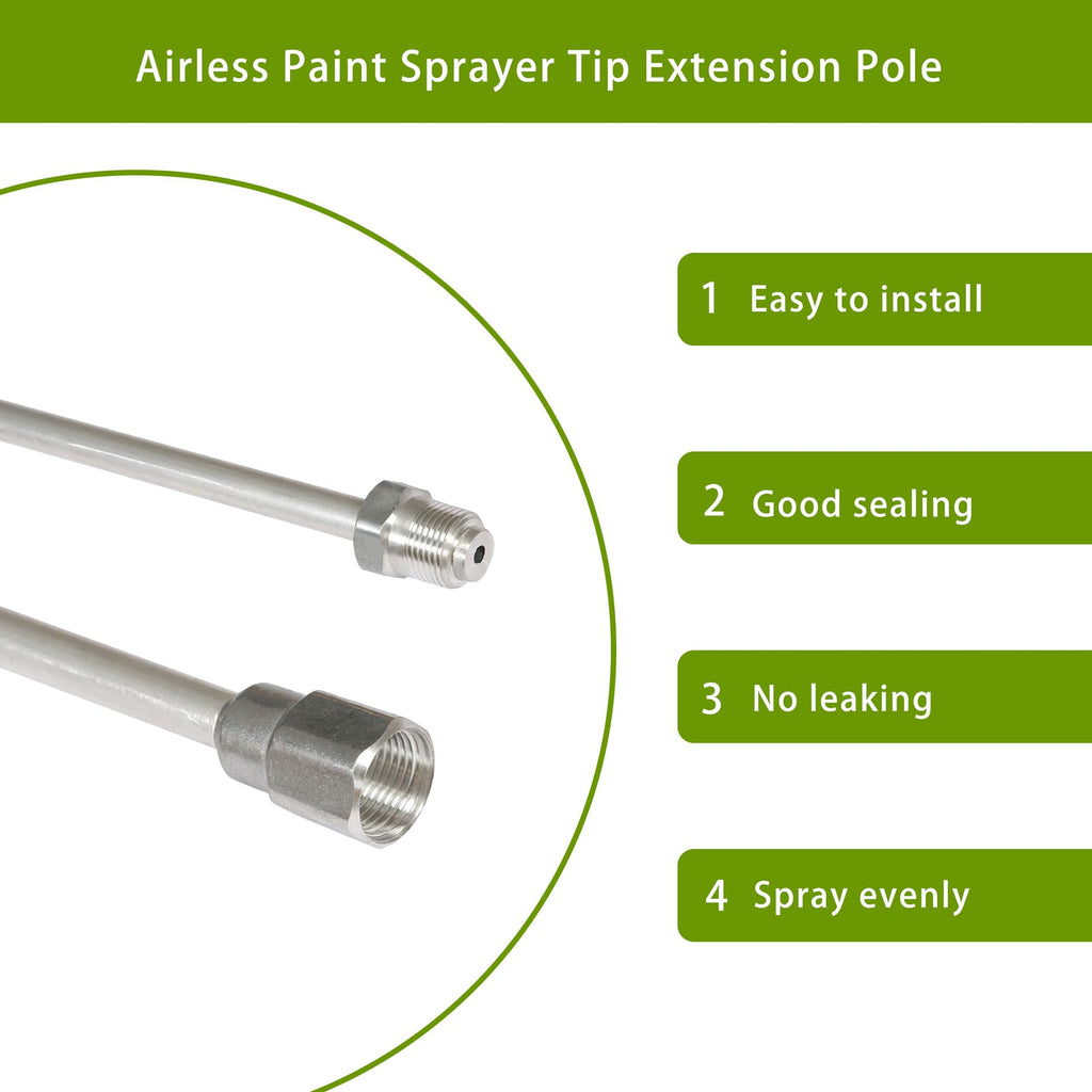 59Inch Airless Paint Sprayer Tip Extension Pole, Spray Gun Tip Extension Rod with Red Guard