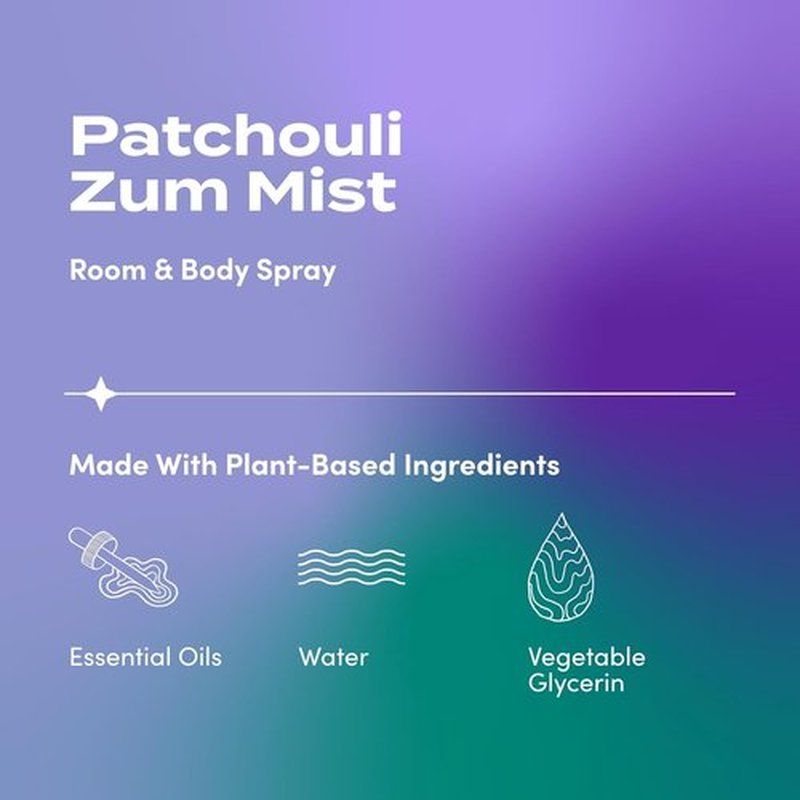 Indigo Wild Zum Mist Room & Body Spray - Aromatherapy Essential Oil - Patchouli Scent - 4 Fl Oz